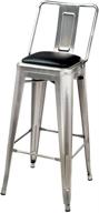 gia 30-inch bar height middle back metal stool chair with vegan leather seat, 1-pack, gunmetal finish logo