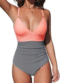 img 4 attached to CUPSHE Swimsuit Striped Control Bathing