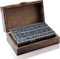 📦 vintage wooden box with 70 pcs alphabet stamps set - multipurpose number alphabet letter wood rubber stamps for card making, painting, and teaching logo