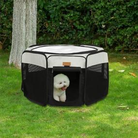 img 3 attached to Akinerri Dog Playpen: Foldable & Portable Pet Exercise Kennel with Removable Mesh Shade Cover - Ideal for Indoor/Outdoor Training & Playtime