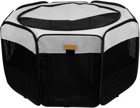 img 4 attached to Akinerri Dog Playpen: Foldable & Portable Pet Exercise Kennel with Removable Mesh Shade Cover - Ideal for Indoor/Outdoor Training & Playtime