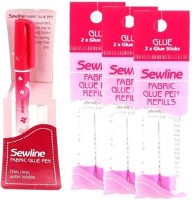 img 1 attached to 🖊️ Sewline Fabric Glue Pen Bundle: Blue Pen with 2-Pack Refill - 1 Pen & 3 Refills