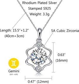 img 3 attached to Haiyin 925 Sterling Silver 12 Zodiac Sign CZ Cubic Zirconia Pendant Necklace for Women Girls, 16-inch