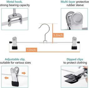 img 2 attached to 👖 IEOKE Pant Hangers, Skirt Hangers with Clips - Metal Trouser Clip Hangers for Heavy Duty - Ultra Thin Space Saving Solution