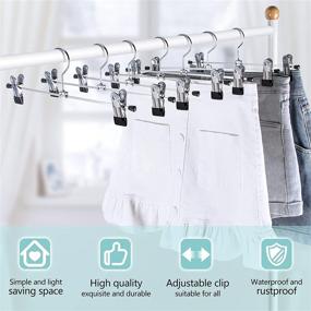 img 3 attached to 👖 IEOKE Pant Hangers, Skirt Hangers with Clips - Metal Trouser Clip Hangers for Heavy Duty - Ultra Thin Space Saving Solution