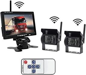 img 1 attached to 📸 Lychee Wireless Backup Monitor and Dual Camera Kit: High-Definition TFT LCD Color Display with 2 Video Input for Car Truck Bus Van Camper Trailer (800 x 480)