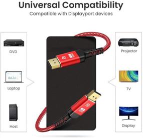 img 2 attached to Capshi Кабель DisplayPort 10 футов - 4K@60Hz, 2K@144Hz - Золото-напыленный DP to DP 🔴 Кабель для игрового монитора, ноутбука, ПК, ТВ - Высокоскоростной и Плетеный нейлоном (красный)