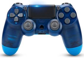 img 3 attached to 🎮 Transparent Blue Wireless Game Controller | Compatible with PS4/Slim/Pro Console | Dual Vibration | 6-axis Gyro Sensor | Audio Function