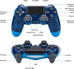 img 1 attached to 🎮 Transparent Blue Wireless Game Controller | Compatible with PS4/Slim/Pro Console | Dual Vibration | 6-axis Gyro Sensor | Audio Function