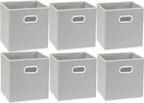 img 2 attached to 📦 Organize with Ease: 6 Pack SimpleHouseware Foldable Cube Storage Bin with Handle in Grey