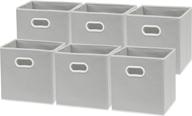 📦 organize with ease: 6 pack simplehouseware foldable cube storage bin with handle in grey logo