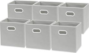 img 4 attached to 📦 Organize with Ease: 6 Pack SimpleHouseware Foldable Cube Storage Bin with Handle in Grey