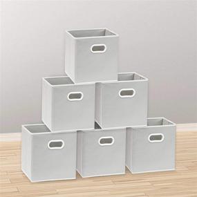 img 1 attached to 📦 Organize with Ease: 6 Pack SimpleHouseware Foldable Cube Storage Bin with Handle in Grey
