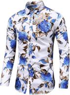printed long sleeve button down dress floral men's clothing logo