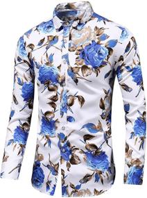img 4 attached to Printed Long Sleeve Button Down Dress Floral Men's Clothing