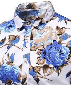 img 3 attached to Printed Long Sleeve Button Down Dress Floral Men's Clothing