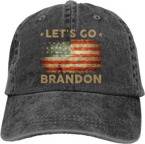 img 4 attached to 🧢 Keolao Let's Go Brandon American Flag Adjustable Denim Jeanet Men's Women's Baseball Cap Trucker Hat - Stylish and Patriotic Headwear for All