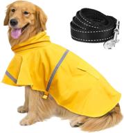 🐶 sunjoyco large dog raincoat: adjustable, waterproof clothes for large dogs - lightweight rain jacket poncho with reflective strips and leash attachment логотип