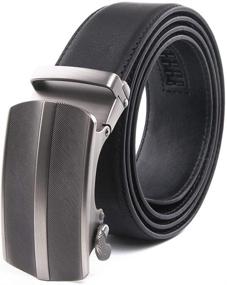 img 4 attached to 👖 Premium Ratchet Leather Automatic Belt: 2075Black | Size 42-44 Waist