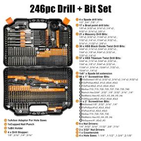 img 3 attached to 🔩 ENERTWIST 246-Piece Drill Bit and Driver Set for Wood, Metal, Cement Drilling and Screw Driving – Full Combo Kit Assorted in Convenient Plastic Carrying Case (ET-DBA-246)