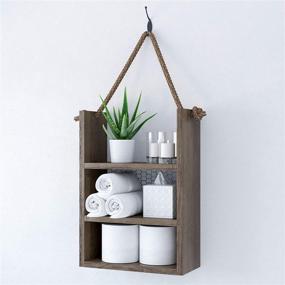 img 3 attached to 🚽 Rustic Wood Bathroom Shelf Over Toilet, Bathroom Wall Decor, Wall Mounted Bathroom Shelves, Rustic Farmhouse Bathroom Decor, Ladder Style Rope Hanging Shelf (Brown)