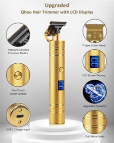 img 2 attached to 🪒 Qhou Newest T-Blade Outline Trimmer: Electric Pro Li Cordless Trimmer for Precision Beard Shaving and Styling in Gold - Zero Gapped Detail Liners with LED Display