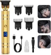 🪒 qhou newest t-blade outline trimmer: electric pro li cordless trimmer for precision beard shaving and styling in gold - zero gapped detail liners with led display logo