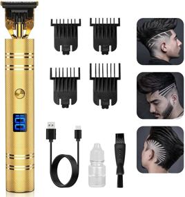 img 4 attached to 🪒 Qhou Newest T-Blade Outline Trimmer: Electric Pro Li Cordless Trimmer for Precision Beard Shaving and Styling in Gold - Zero Gapped Detail Liners with LED Display