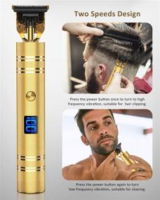 img 1 attached to 🪒 Qhou Newest T-Blade Outline Trimmer: Electric Pro Li Cordless Trimmer for Precision Beard Shaving and Styling in Gold - Zero Gapped Detail Liners with LED Display