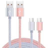 🔌 высококачественный кабель для зарядки type c 2pack 3ft с плетением из нейлона usb c для samsung galaxy, lg и moto (2021) - быстрая зарядка и прочность логотип