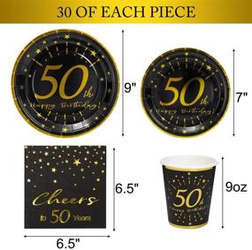 img 2 attached to 🎉 50th Birthday Party Supplies Set: Plates, Napkins, Cups - Serves 30 – Decorations for Men and Women