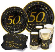 🎉 50th birthday party supplies set: plates, napkins, cups - serves 30 – decorations for men and women logo