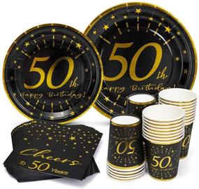 img 4 attached to 🎉 50th Birthday Party Supplies Set: Plates, Napkins, Cups - Serves 30 – Decorations for Men and Women