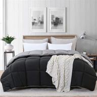 ousidan reversible comforter twin size: black/dark grey down alternative quilt with corner tabs, brushed microfiber cover - machine washable & 68x90 inches logo