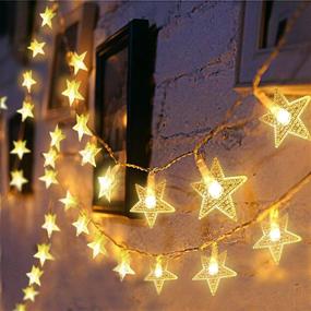 img 4 attached to ⭐ 43 ft 100 LED Fairy Lights for Halloween & Christmas - Waterproof Twinkle Lights with 8 Flashing Modes, Bedroom Wall Wedding Indoor Outdoor Decoration, Warm White TOFU Star String Lights