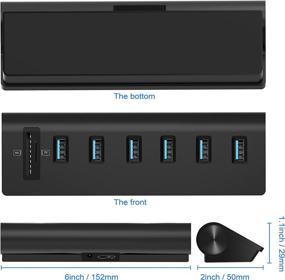 img 2 attached to 🖥️ CATECK USB 3.0 Hub, 6-Port Aluminum Hub with SD/TF Card Slots & 5V/4A High Capacity Power Supply for Mac, Mac Book Air, Mac Pro, Mac Book Pro, Mac Book, Mac Mini, PCs, and Laptops (Black)