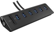 🖥️ cateck usb 3.0 hub, 6-port aluminum hub with sd/tf card slots & 5v/4a high capacity power supply for mac, mac book air, mac pro, mac book pro, mac book, mac mini, pcs, and laptops (black) логотип