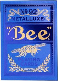 img 3 attached to 🐝 Bee MetalLuxe Blue Foil Diamond Back Playing Cards - Standard Index