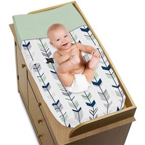 img 2 attached to 🦉 SEO-Optimized Changing Pad Cover: Sweet Jojo Designs Grey, Navy Blue, and Mint Woodland Arrow Unisex Baby Changing Pad Cover