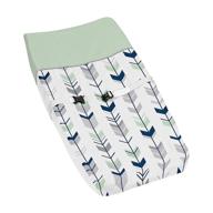 🦉 seo-optimized changing pad cover: sweet jojo designs grey, navy blue, and mint woodland arrow unisex baby changing pad cover logo
