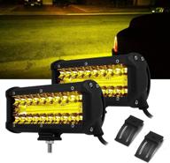 🚦 7 inch yellow led fog lights bar: off road driving lights for jeep, utv, atv, truck, boat - spot & flood combo beam logo