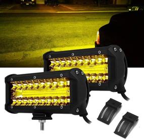 img 4 attached to 🚦 7 Inch Yellow LED Fog Lights Bar: Off Road Driving Lights for Jeep, UTV, ATV, Truck, Boat - Spot & Flood Combo Beam