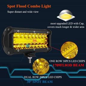 img 3 attached to 🚦 7 Inch Yellow LED Fog Lights Bar: Off Road Driving Lights for Jeep, UTV, ATV, Truck, Boat - Spot & Flood Combo Beam