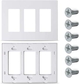 img 2 attached to 🔌 Sleek and Convenient Bates Screwless Decorator Wall Plates - 3 Gang Switch Plate Covers - 3 Pack