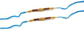 img 2 attached to Stunning Set of Two Rakhi with Stone & Moti - Varying Colors and Multi Designs for Raksha Bandhan Gift