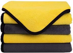 img 4 attached to 🧽 MILPROX Microfiber Cleaning Cloth Set - Ultra-Soft, Extra Thick, Highly Absorbent Lint-Free Towel for Car, Home, Kitchen, Window Cleaning - Pack of 4 (Size: 23.6 “ x 11.8”)