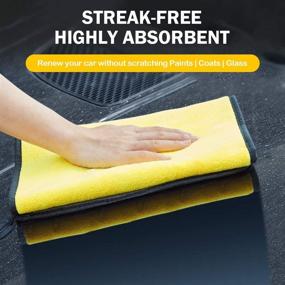 img 3 attached to 🧽 MILPROX Microfiber Cleaning Cloth Set - Ultra-Soft, Extra Thick, Highly Absorbent Lint-Free Towel for Car, Home, Kitchen, Window Cleaning - Pack of 4 (Size: 23.6 “ x 11.8”)