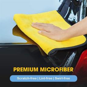 img 2 attached to 🧽 MILPROX Microfiber Cleaning Cloth Set - Ultra-Soft, Extra Thick, Highly Absorbent Lint-Free Towel for Car, Home, Kitchen, Window Cleaning - Pack of 4 (Size: 23.6 “ x 11.8”)