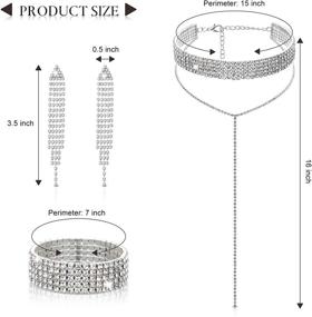img 3 attached to 💎 Dazzling Diamond Tassel Jewelry Set: Sparkling Rhinestone Stretch Bracelet, Elegant Chandelier Tassel Dangle Earrings, and Gothic Long Choker Tassel Necklace
