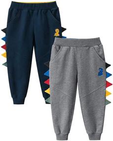 img 4 attached to 🦖 Boys' Toddler Dinosaur Drawstring Sweatpants for Fruitsunchen Clothing Pants